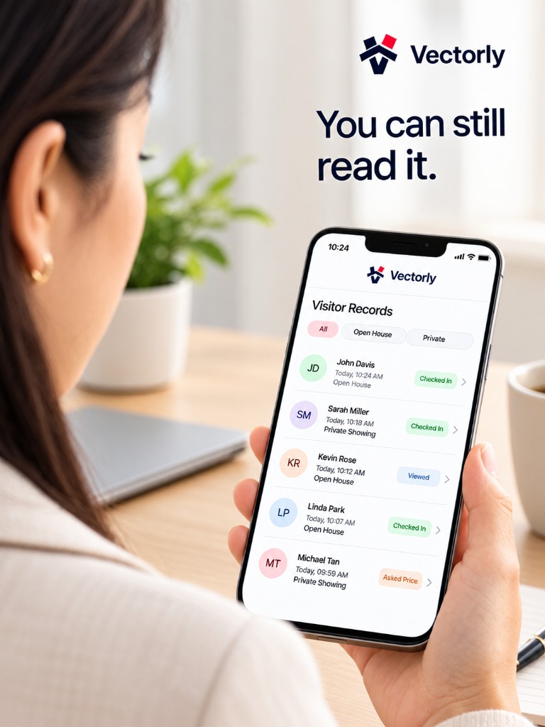 A phone showing who checked in at the listing.