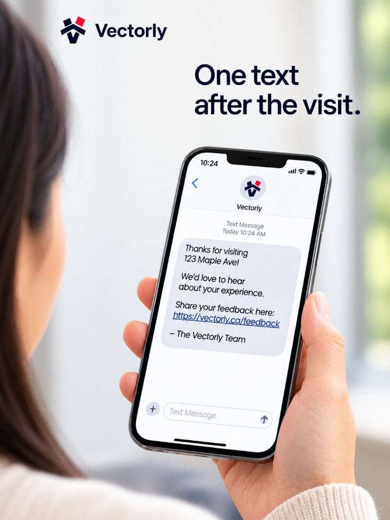 A text after the visit asking for feedback.